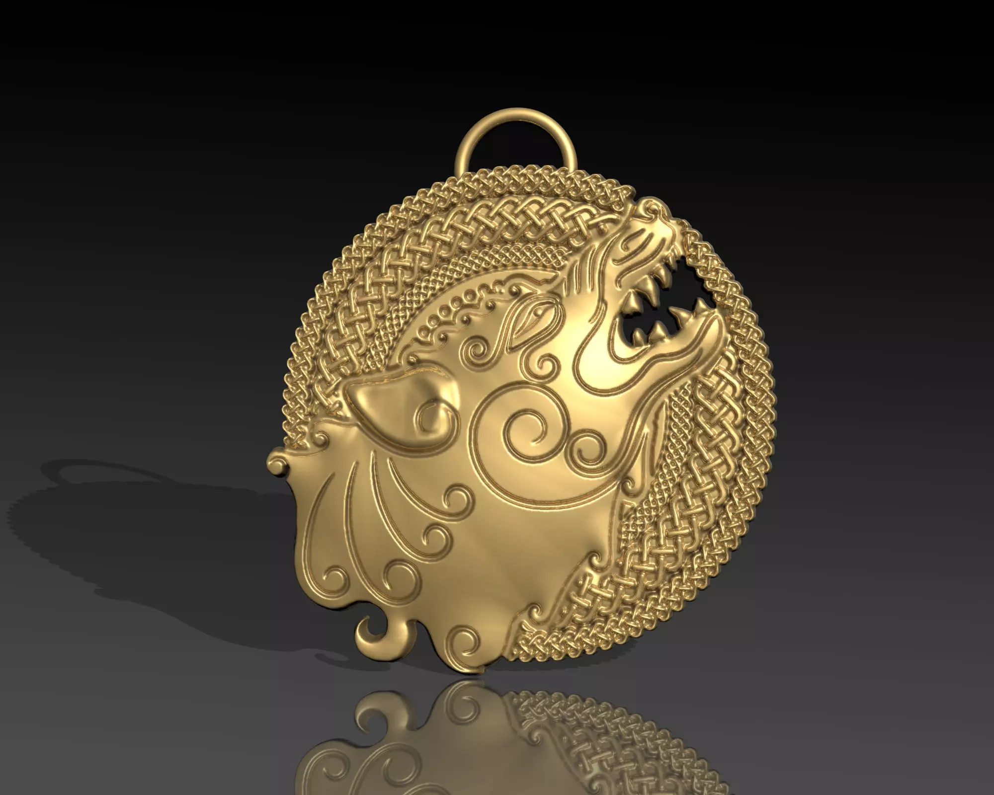 wolf-Celtic-style A pendant 3D print model