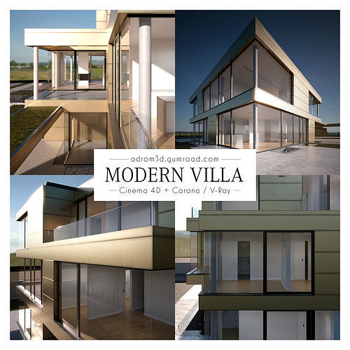 Modern Villa for Cinema 4D with Corona and V-Ray 3D model 4
