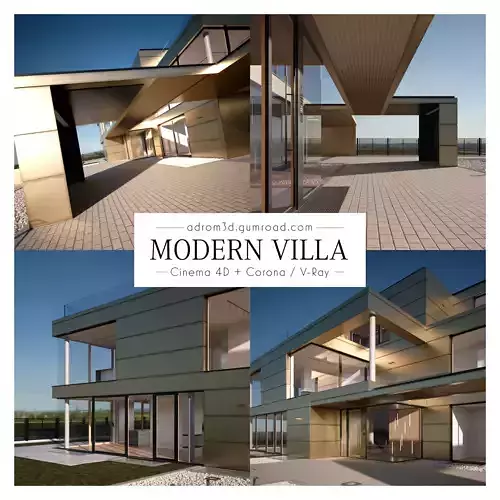 Modern Villa for Cinema 4D with Corona and V-Ray