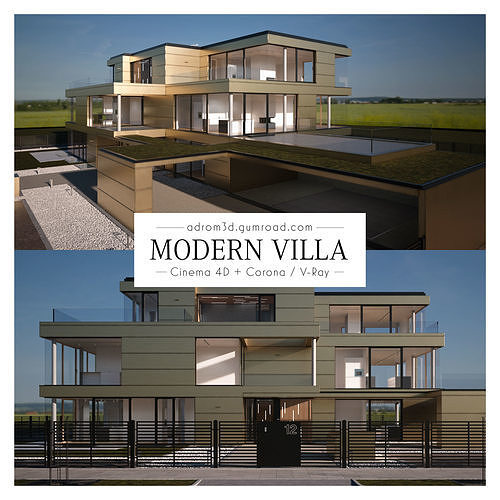Modern Villa for Cinema 4D with Corona and V-Ray 3D model 5