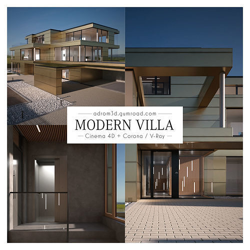 Modern Villa for Cinema 4D with Corona and V-Ray 3D model 6