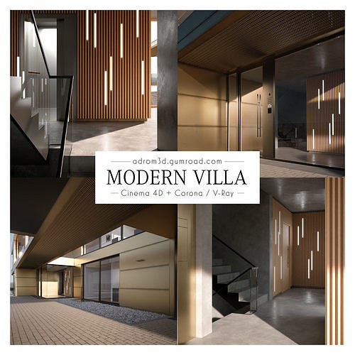 Modern Villa for Cinema 4D with Corona and V-Ray 3D model 3