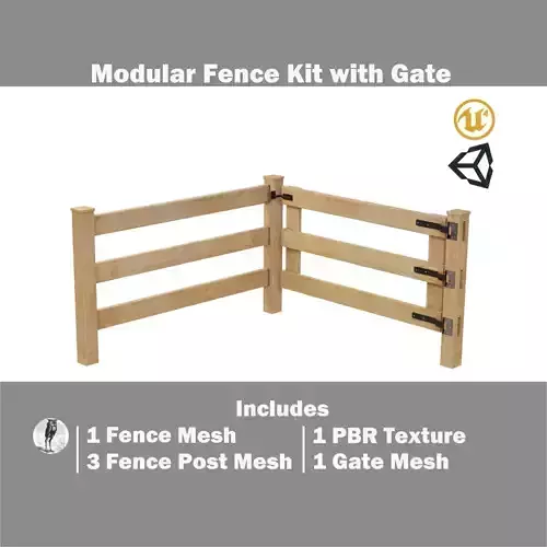 Modular Fence Kit Pack - 3-Rail Estate Fence with Gate