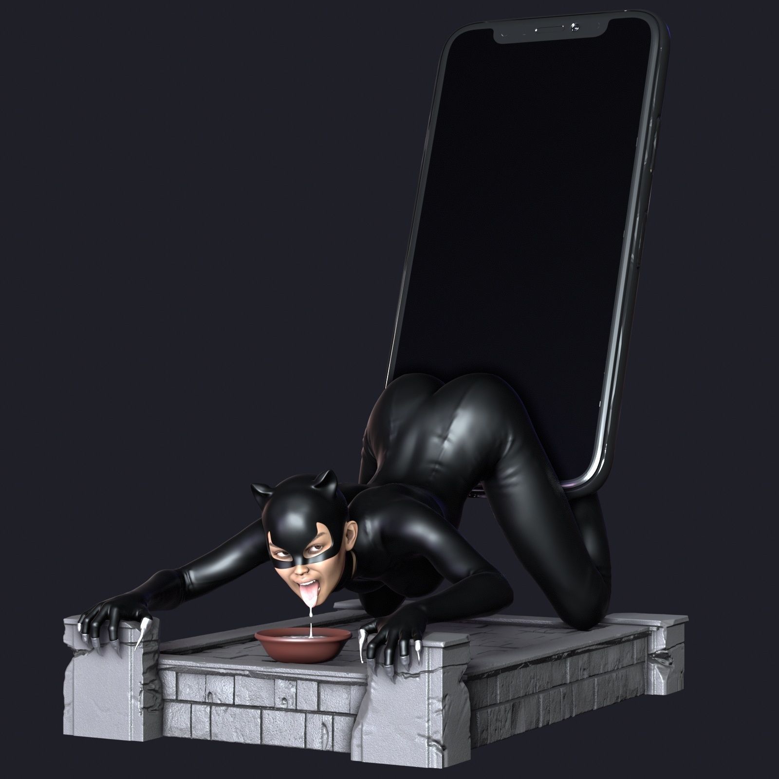 Catwoman Phone Holder 2 3D print model_3