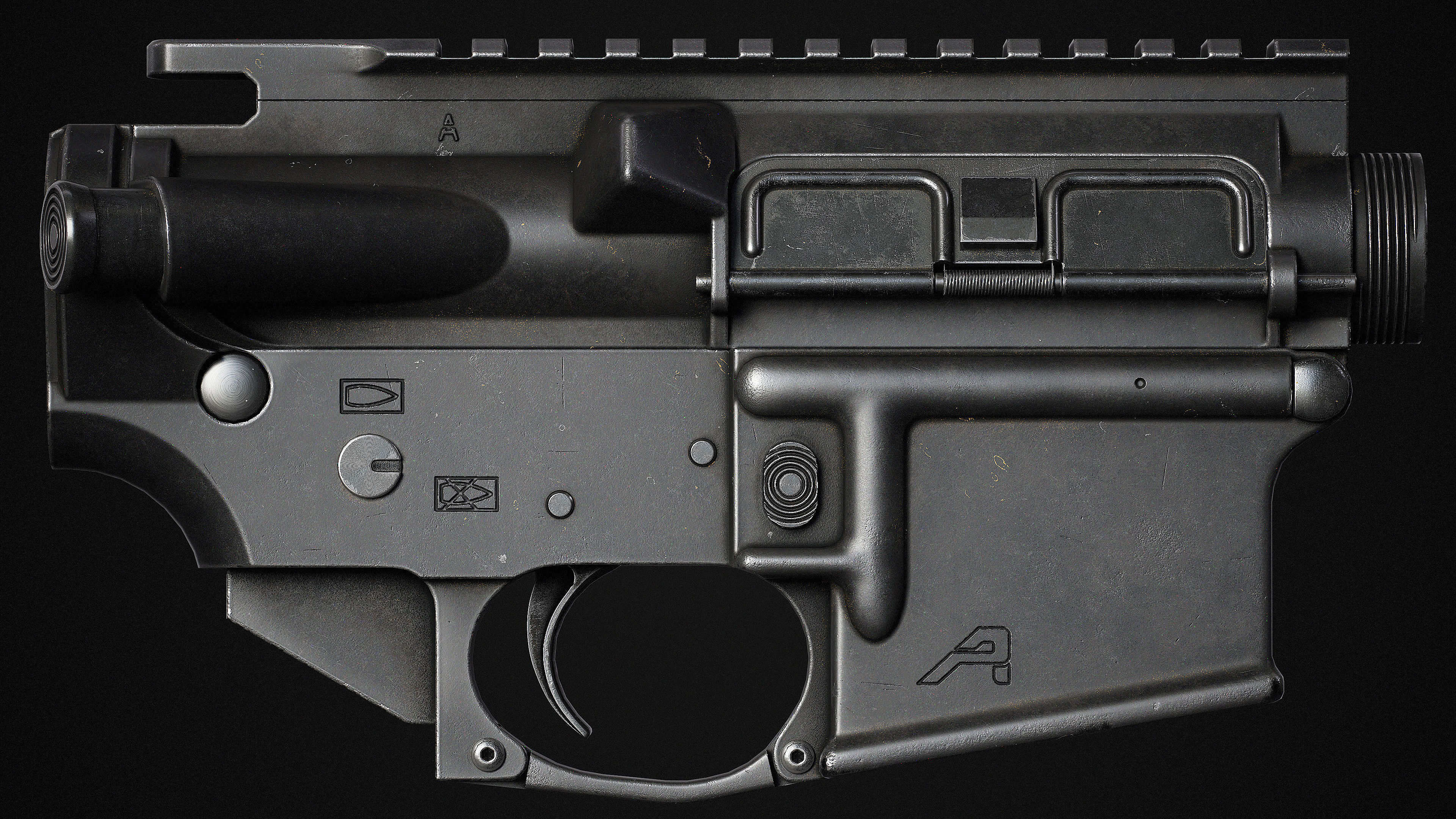 AR15 Receiver AAA Game Asset Low-poly 3D model_9