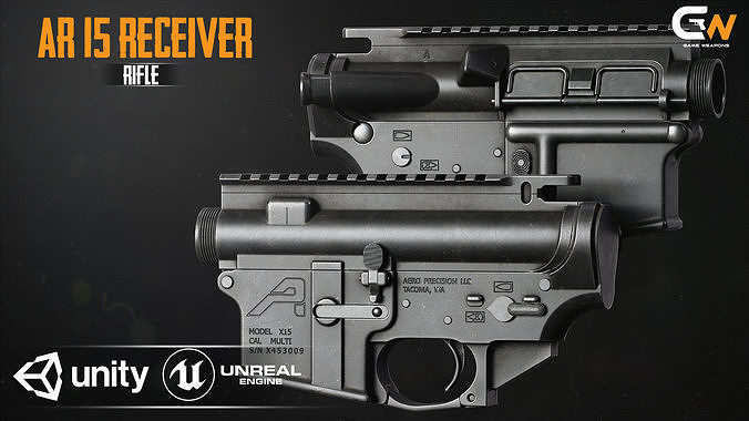AR15 Receiver AAA Game Asset Low-poly 3D model