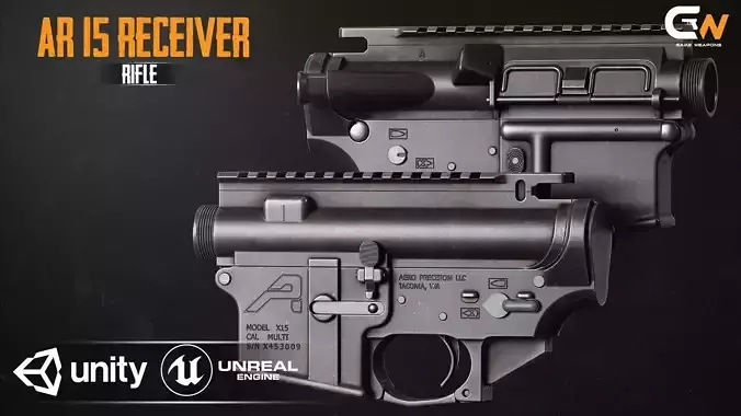 AR15 Receiver AAA Game Asset Low-poly 3D model