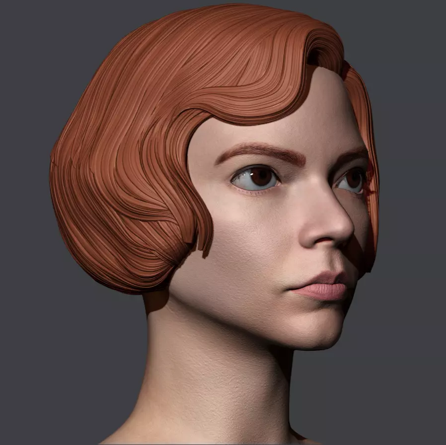 Anya Taylor Joy as Beth Harmon head for onesix scale 3d printing 3D print model