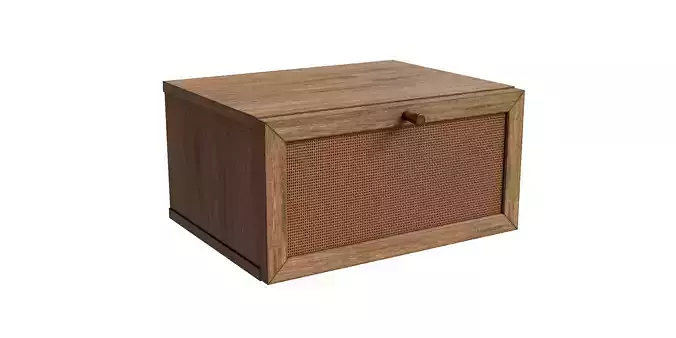 Natural Rattan Oak Effect Bedside Table