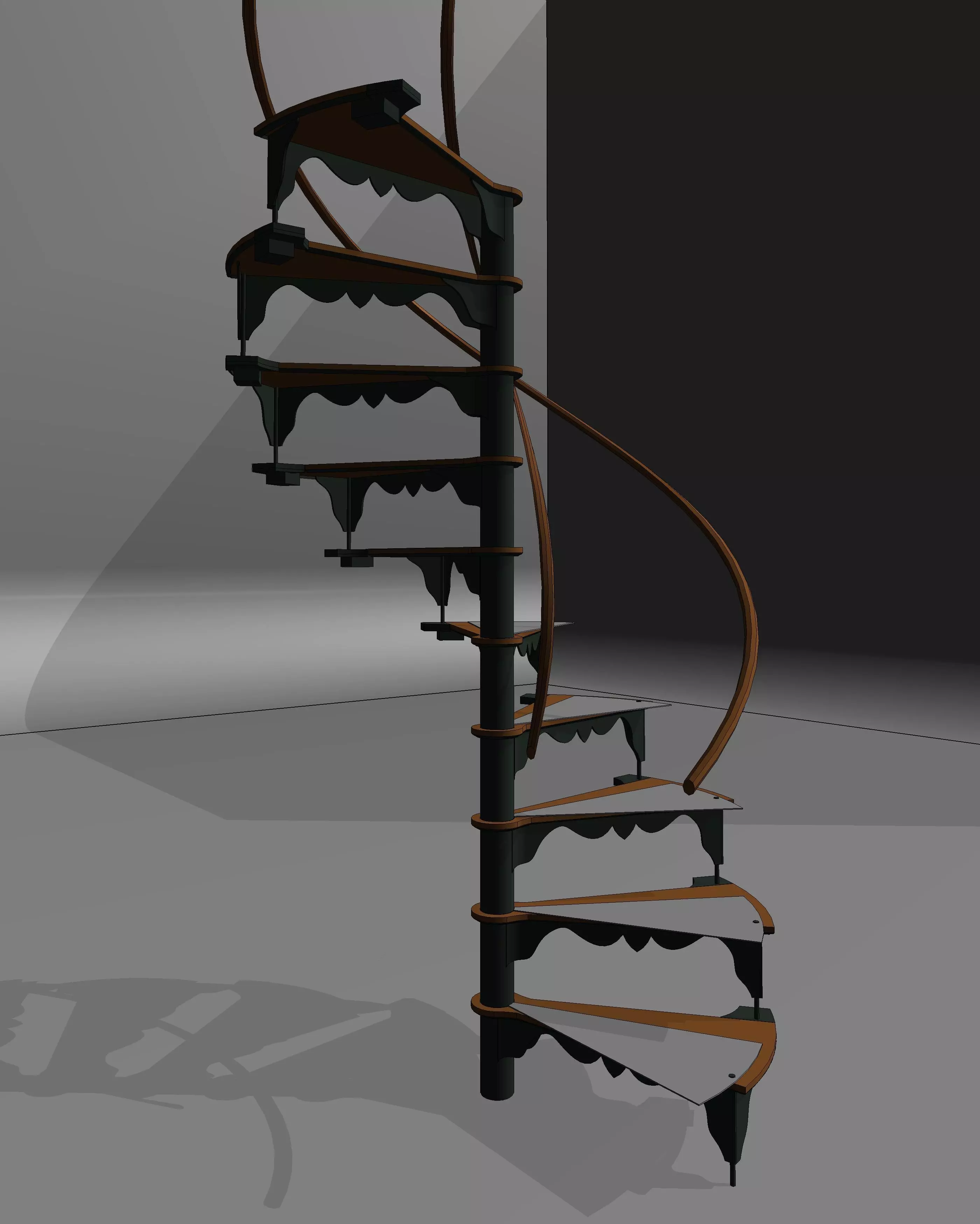 Old Spiral Staircase 3D model_0
