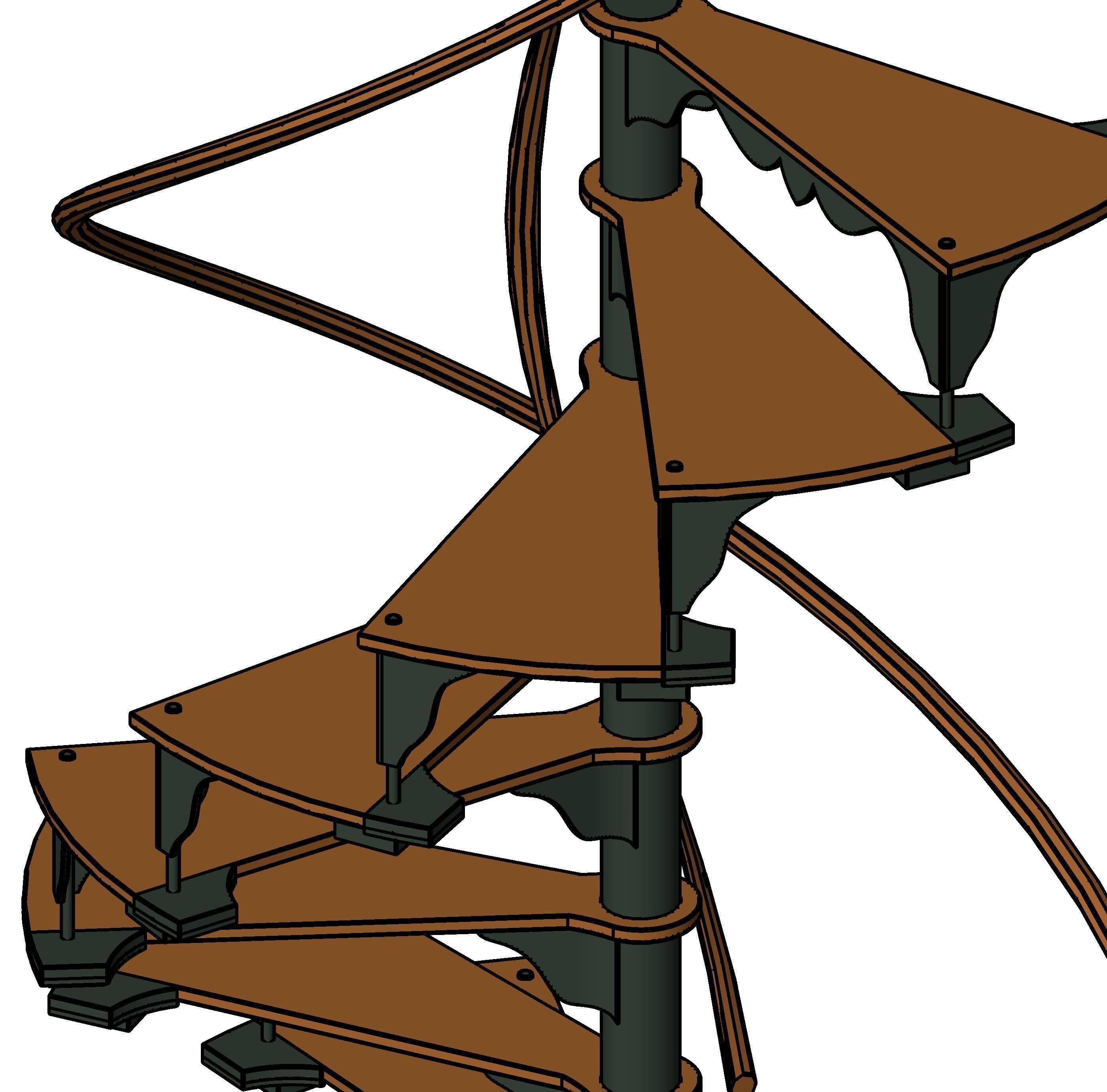 Old Spiral Staircase 3D model_4