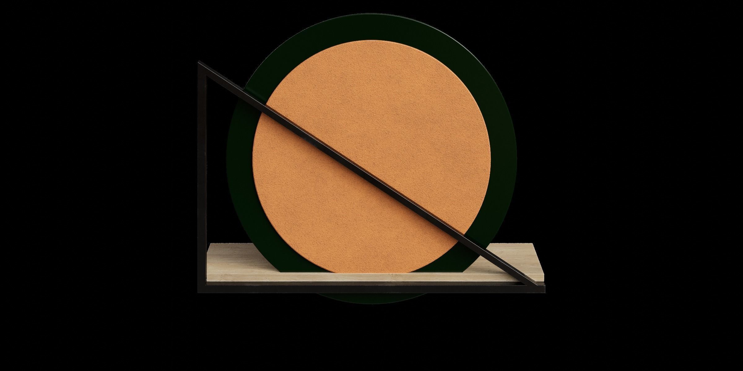 Black Metal And Wood Wall Mounted Mirror With Shelf 3D model_10