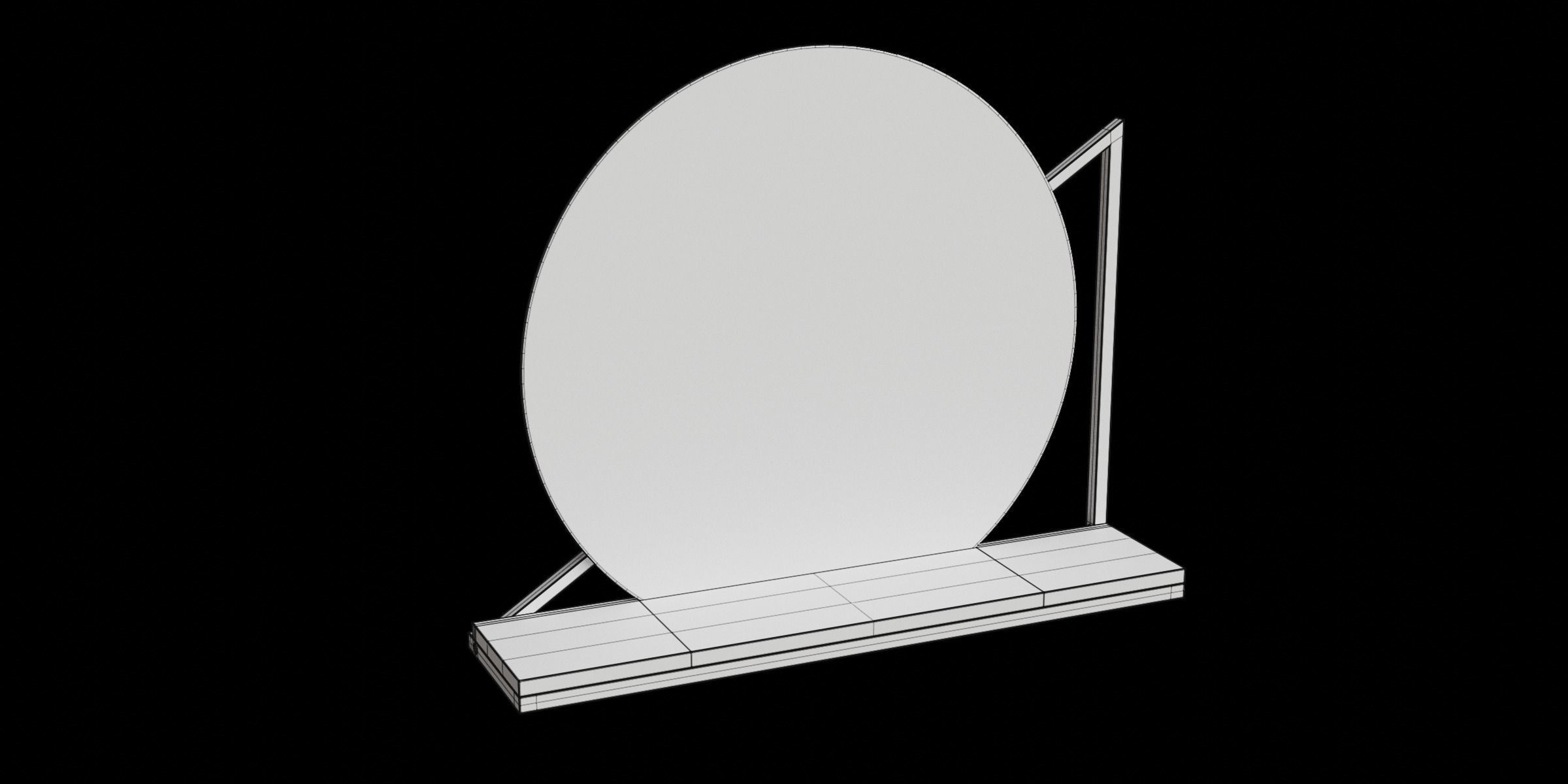 Black Metal And Wood Wall Mounted Mirror With Shelf 3D model_2