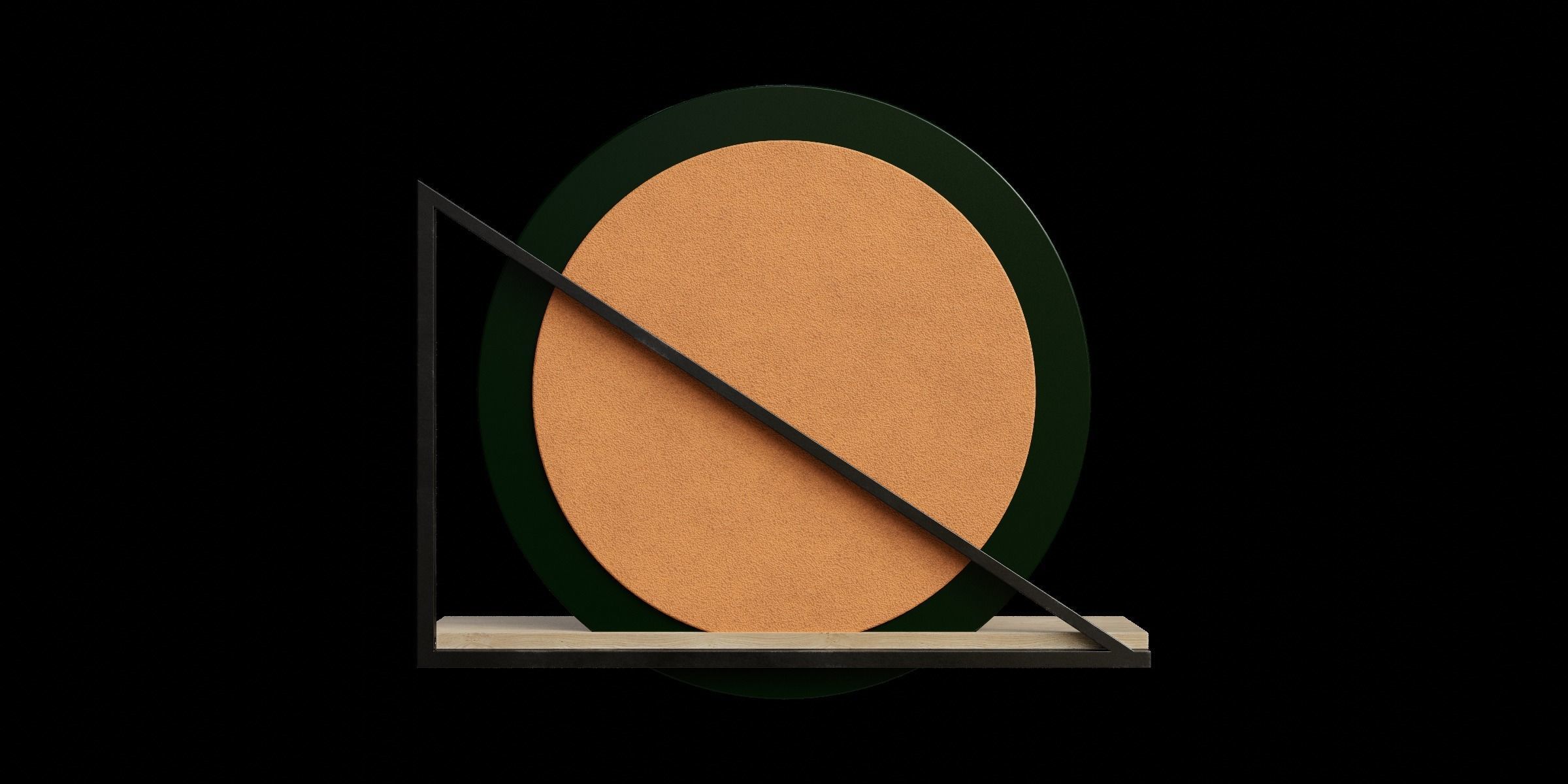 Black Metal And Wood Wall Mounted Mirror With Shelf 3D model_6