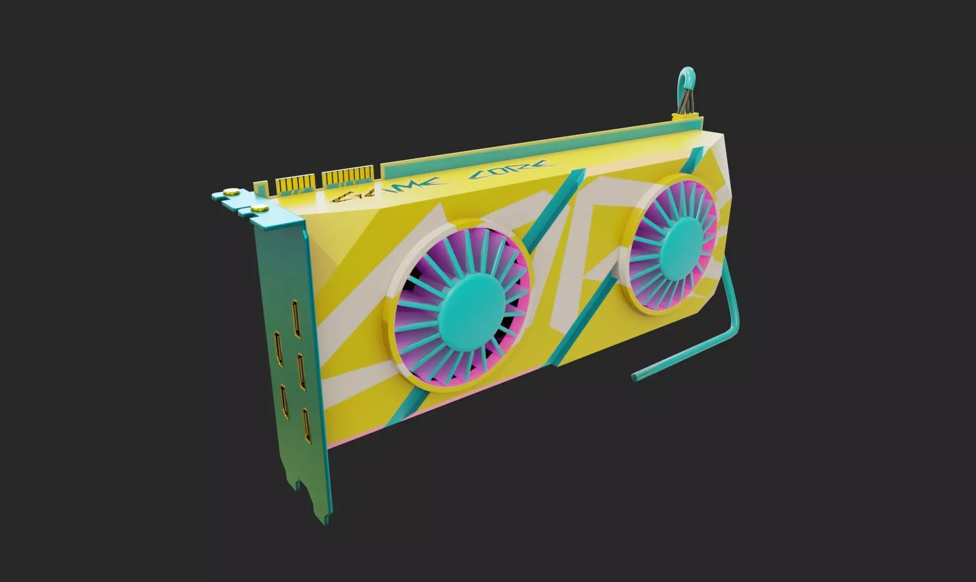 Cyberpunk gpu video card vga theme colorful rgb light Low-poly 3D model