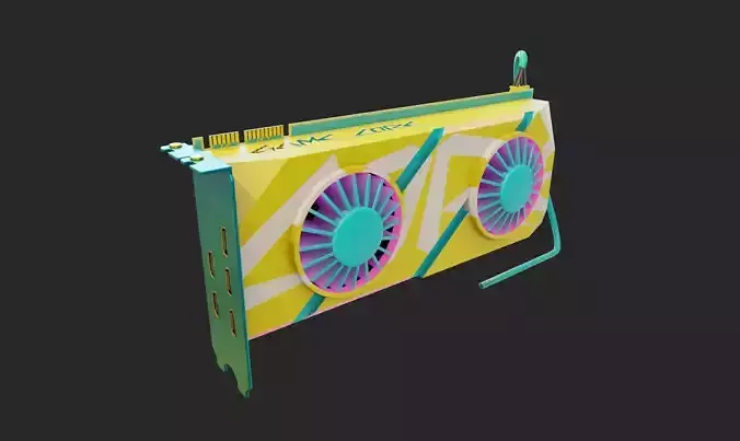 Cyberpunk gpu video card vga theme colorful rgb light Low-poly 3D model