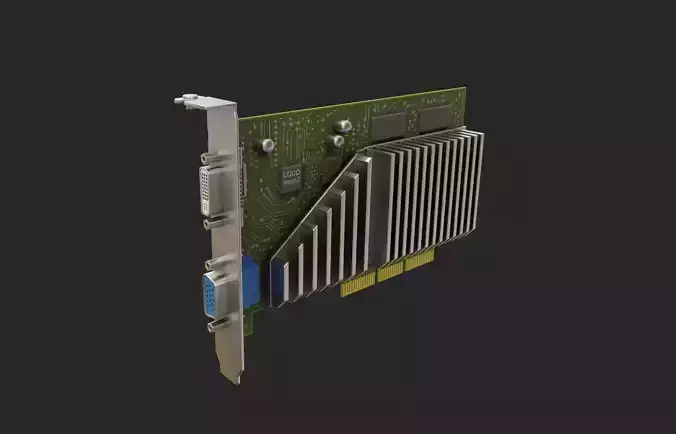 retro video card gpu vga passive without fan Low-poly 3D model