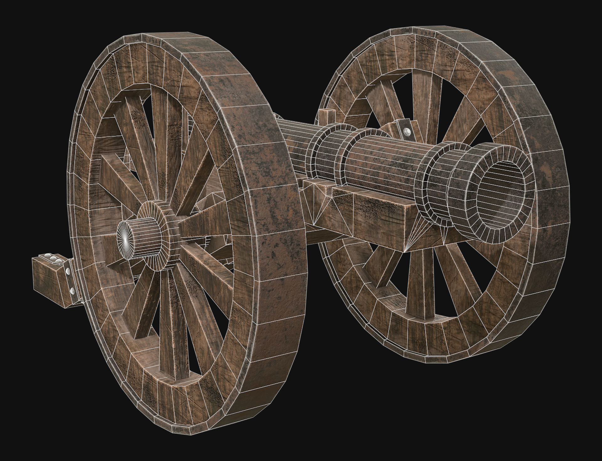 Old Cannon 1 Low-poly 3D model_7