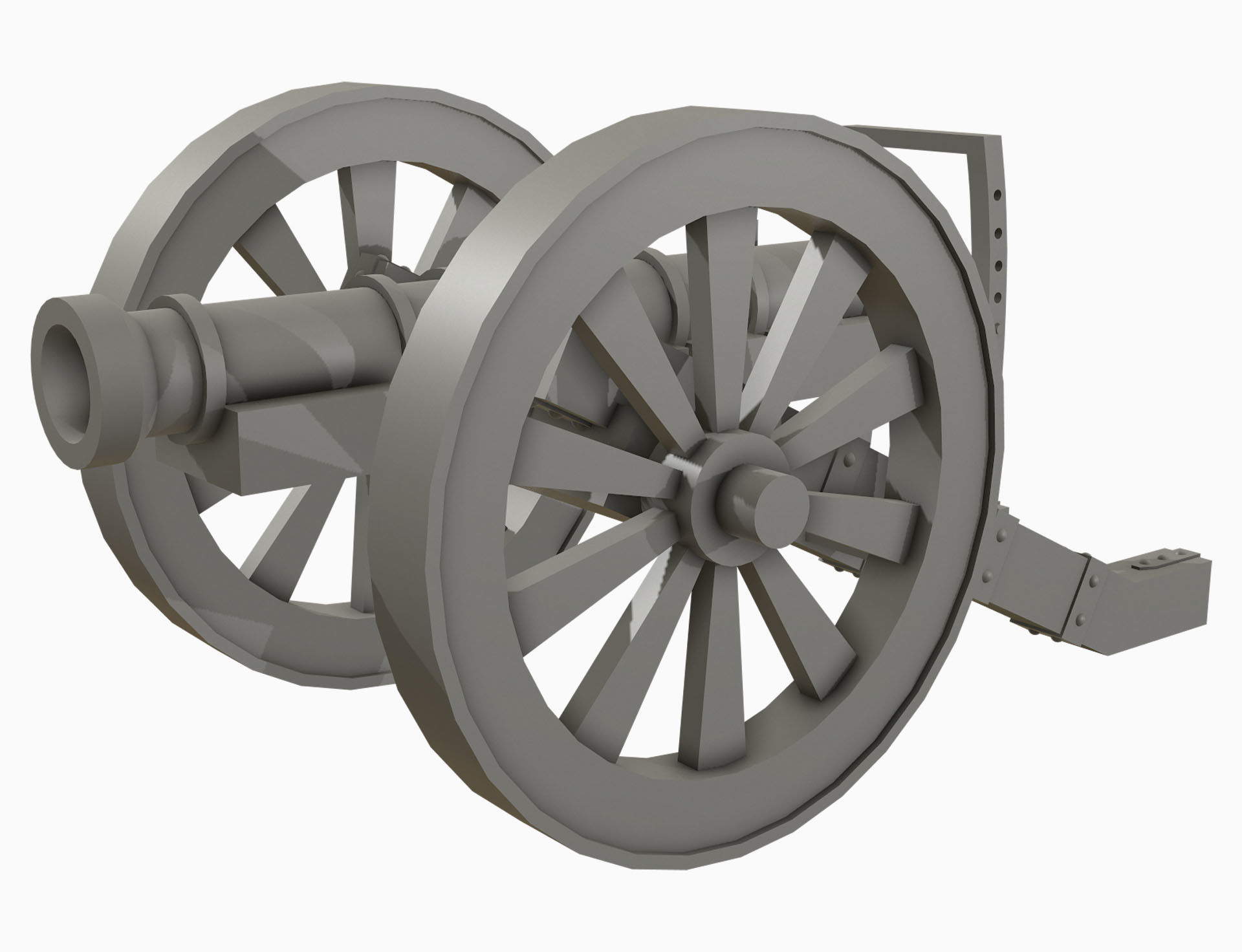 Old Cannon 1 Low-poly 3D model_13