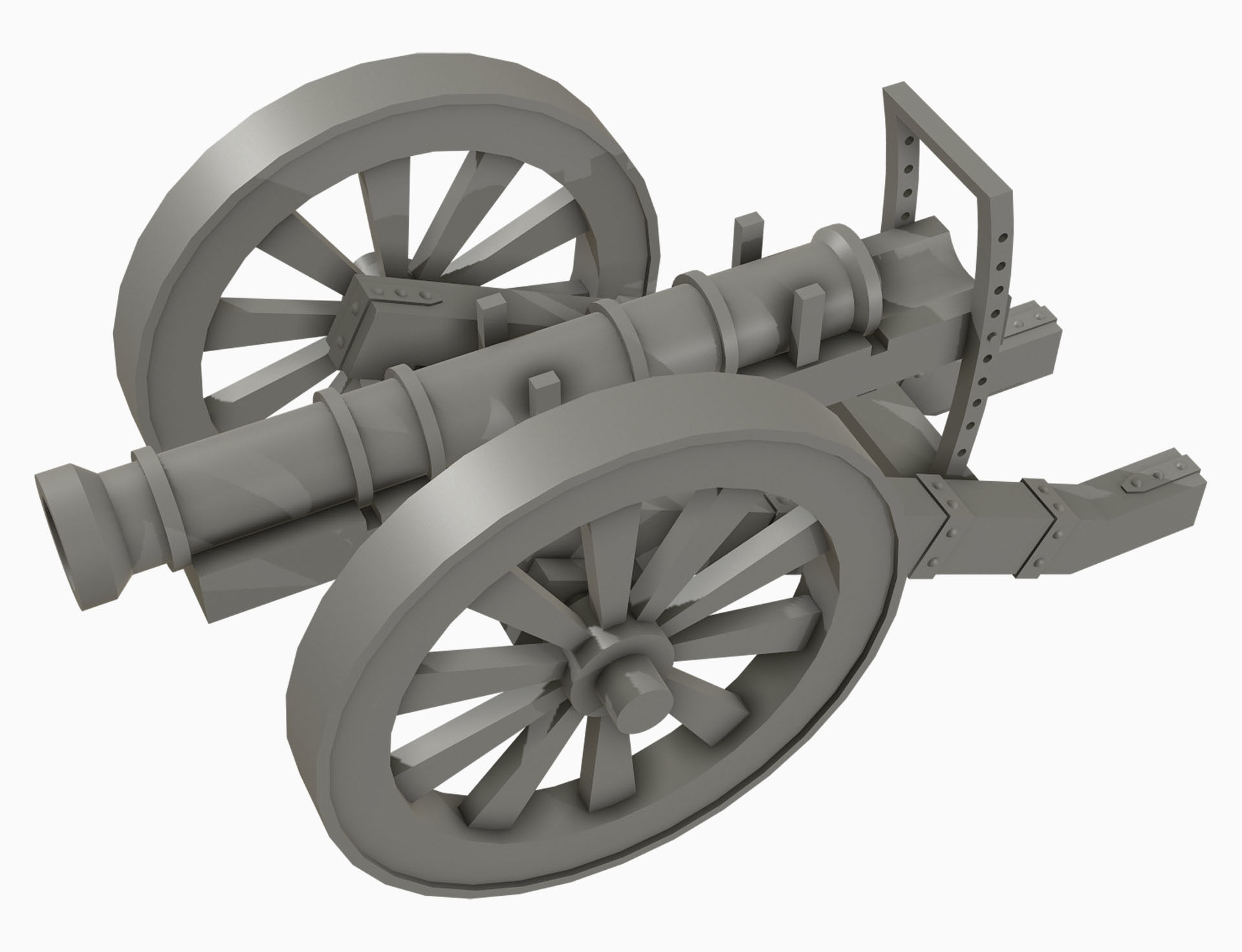 Old Cannon 1 Low-poly 3D model_16