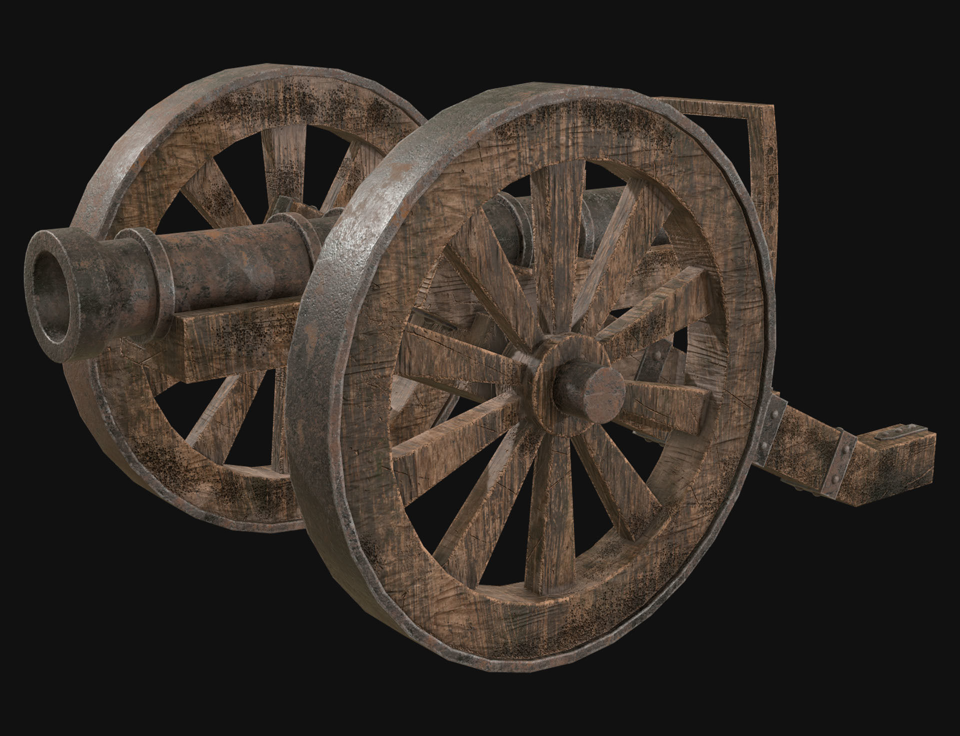 Old Cannon 1 Low-poly 3D model_2