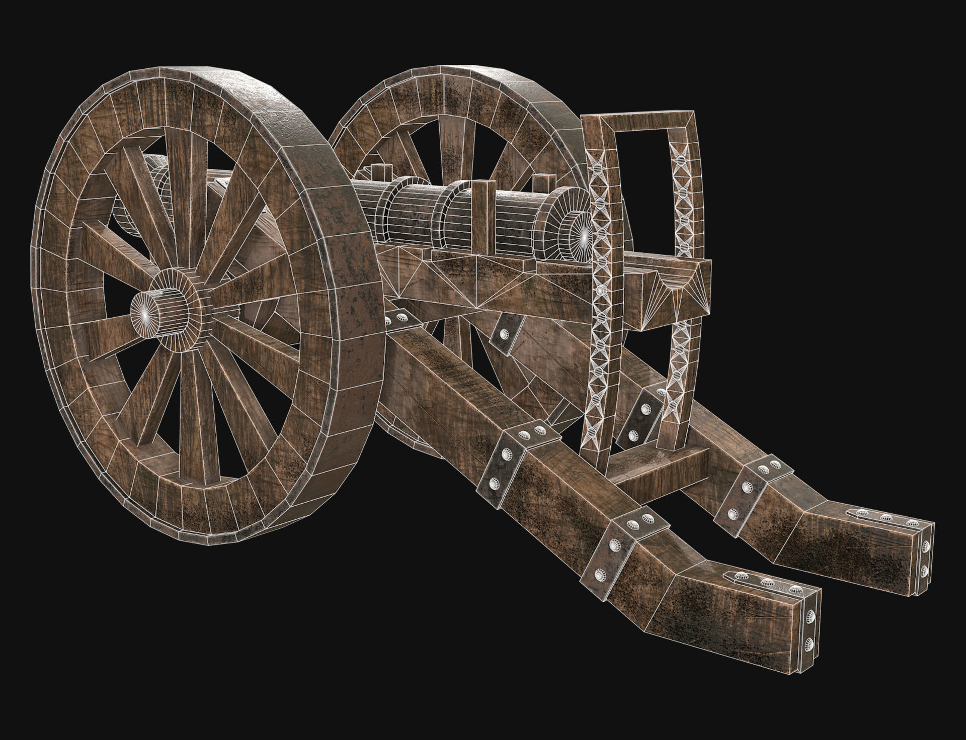 Old Cannon 1 Low-poly 3D model_9