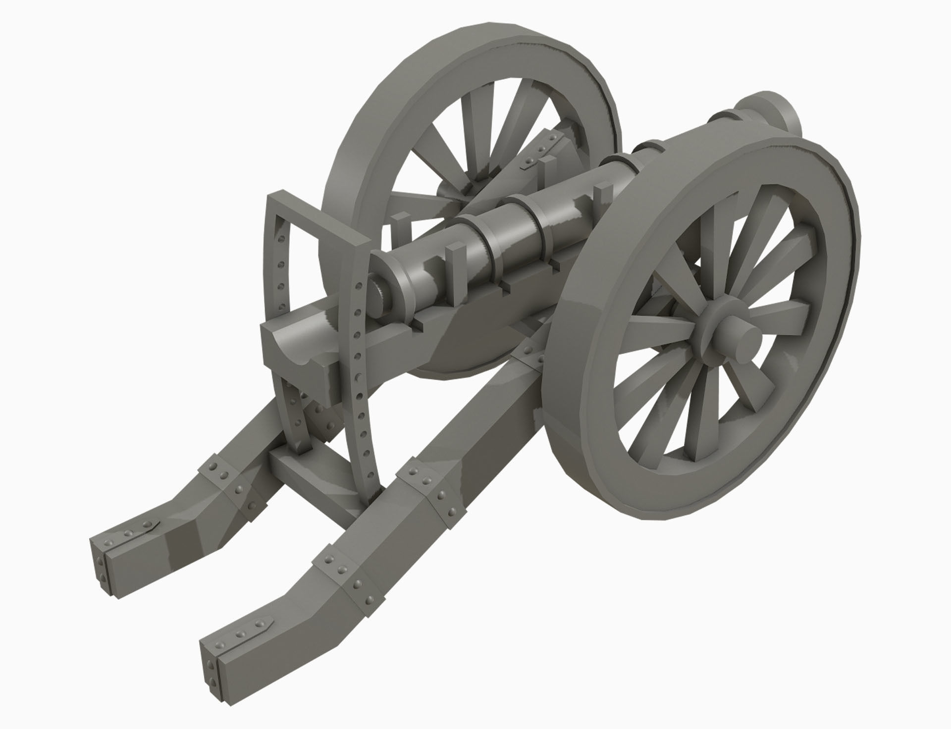 Old Cannon 1 Low-poly 3D model_15