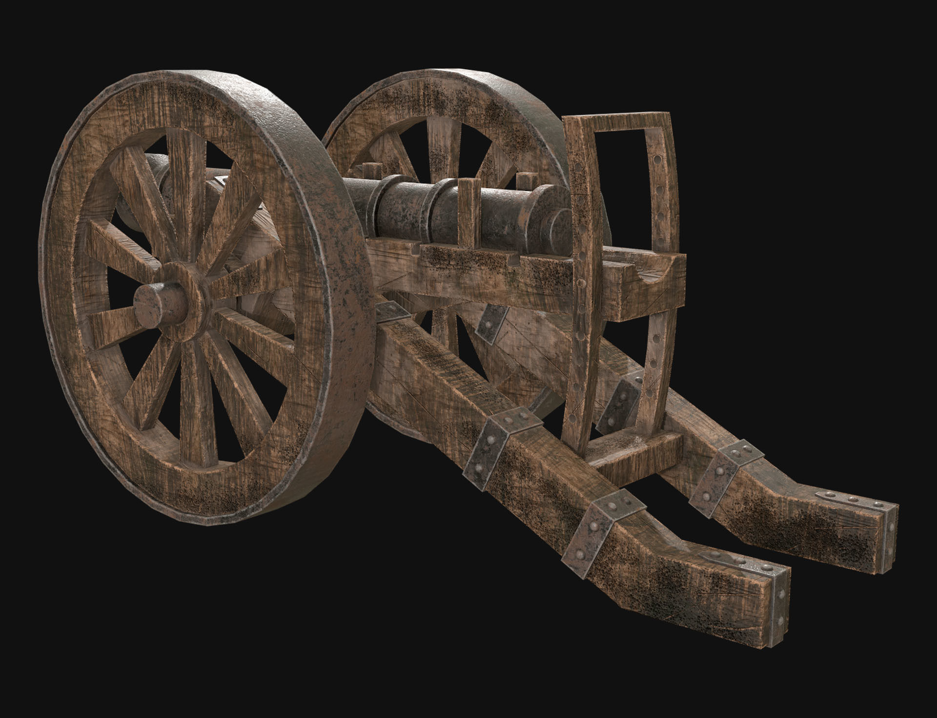 Old Cannon 1 Low-poly 3D model_4