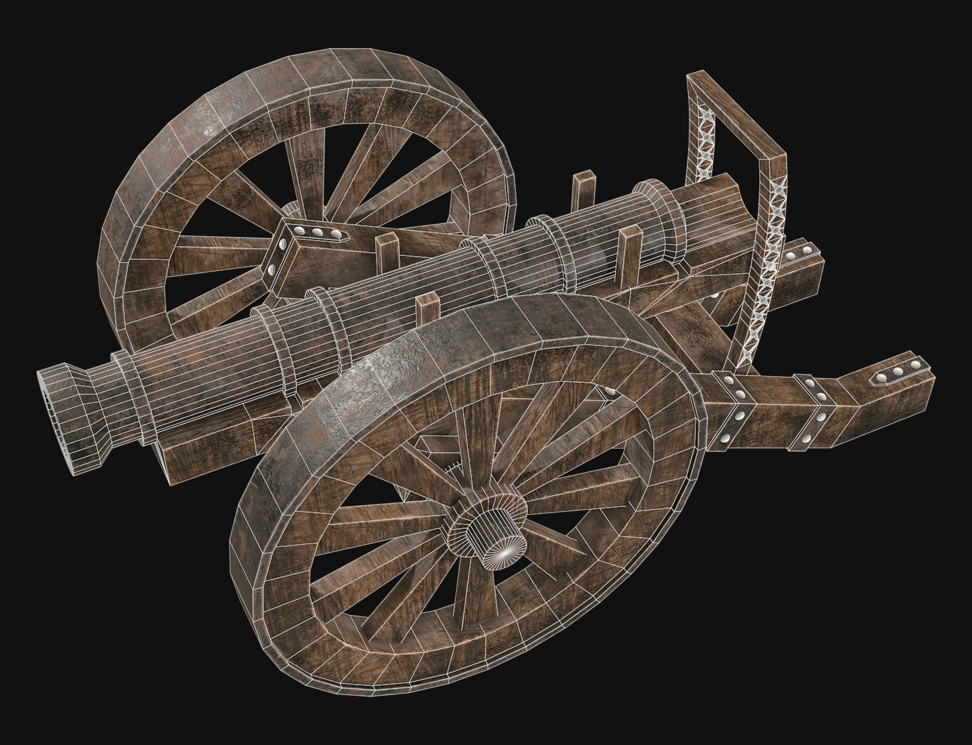 Old Cannon 1 Low-poly 3D model_11