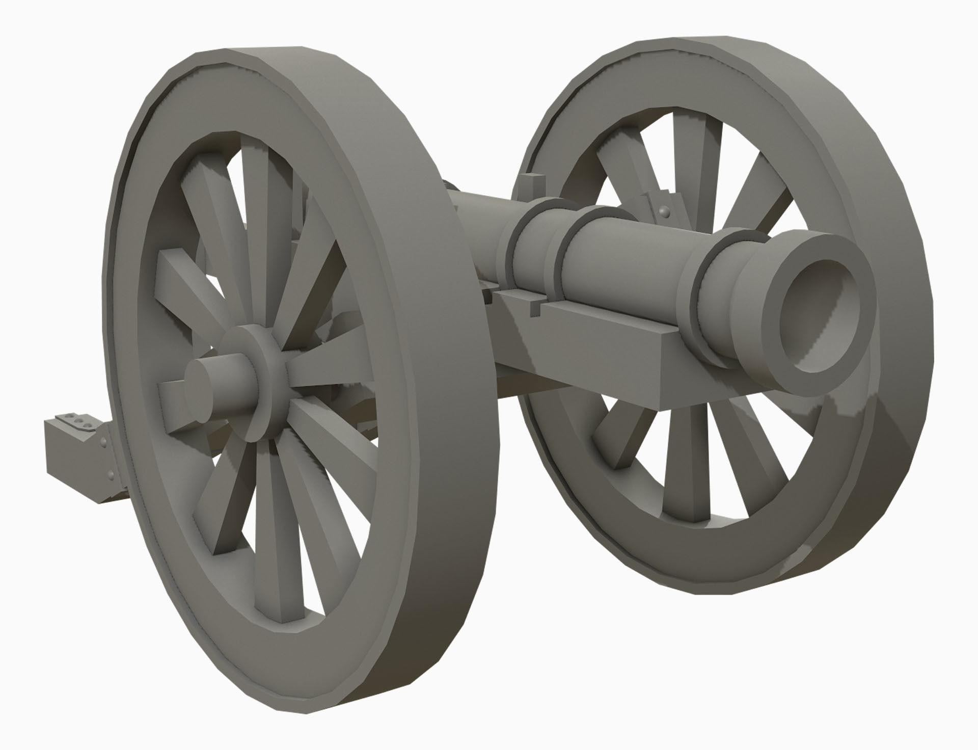 Old Cannon 1 Low-poly 3D model_12