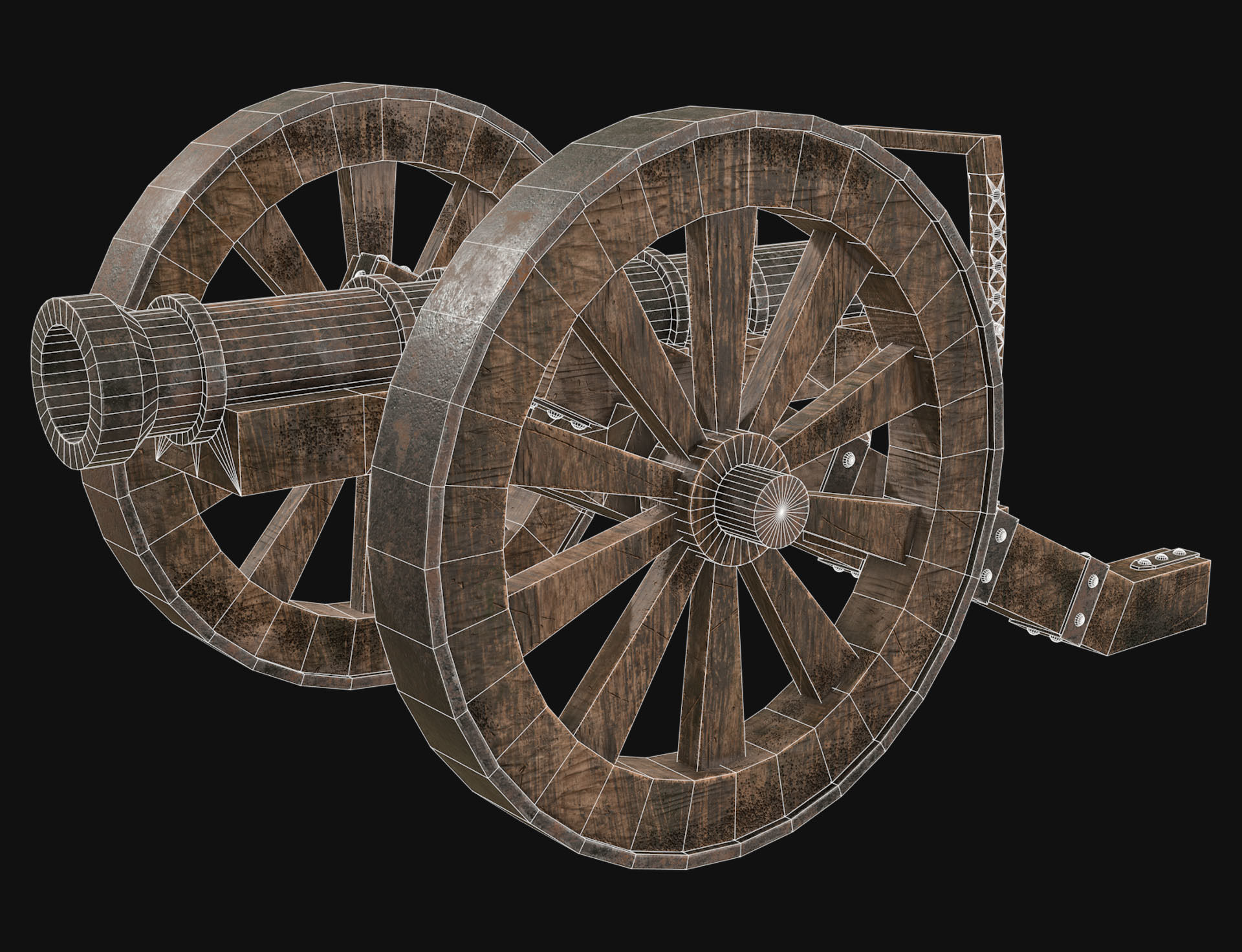 Old Cannon 1 Low-poly 3D model_8