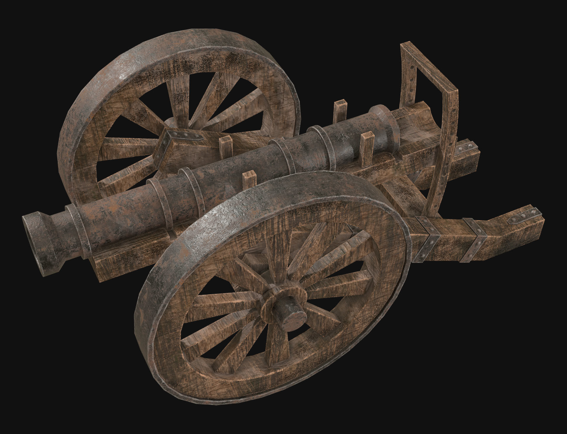 Old Cannon 1 Low-poly 3D model_6