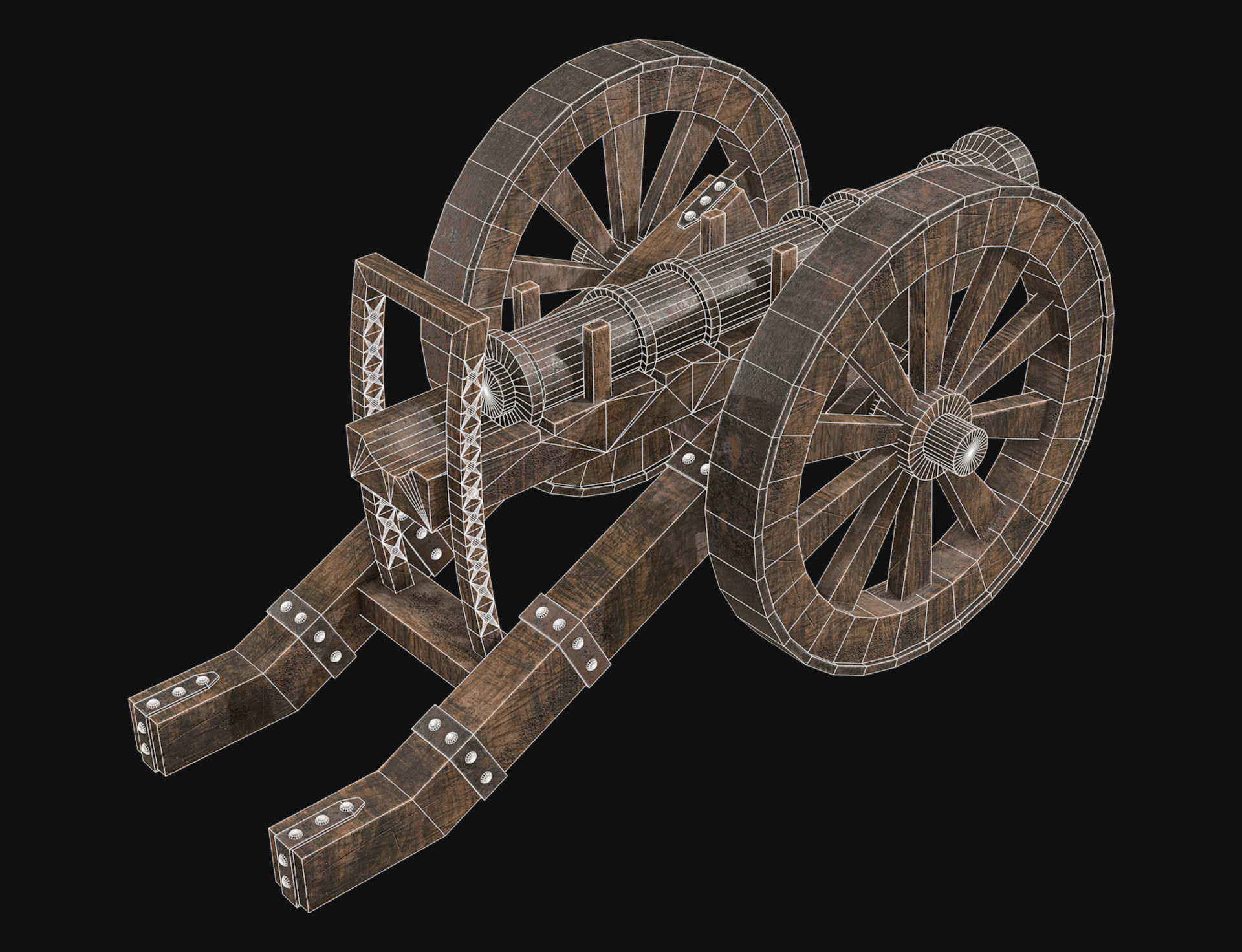 Old Cannon 1 Low-poly 3D model_10