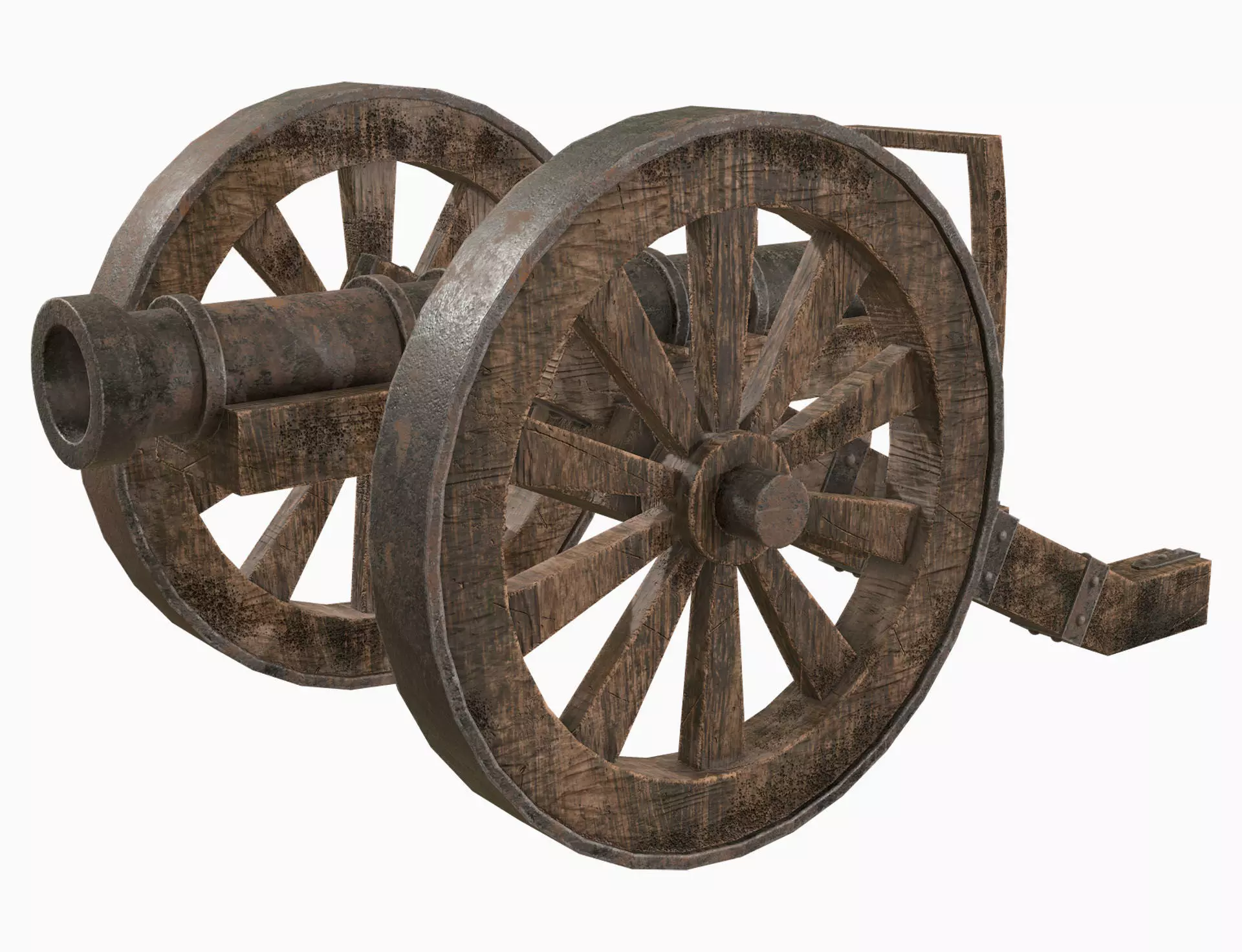 Old Cannon 1 Low-poly 3D model_0