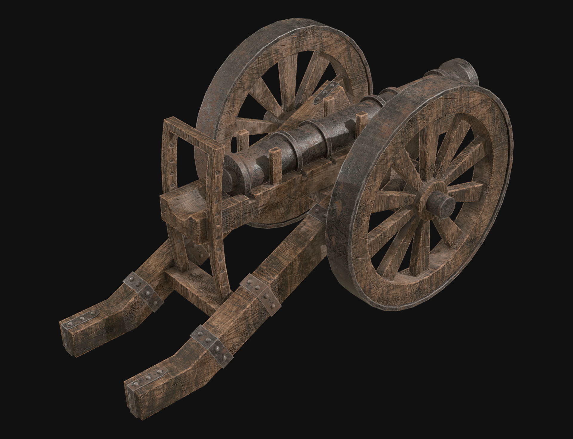 Old Cannon 1 Low-poly 3D model_5