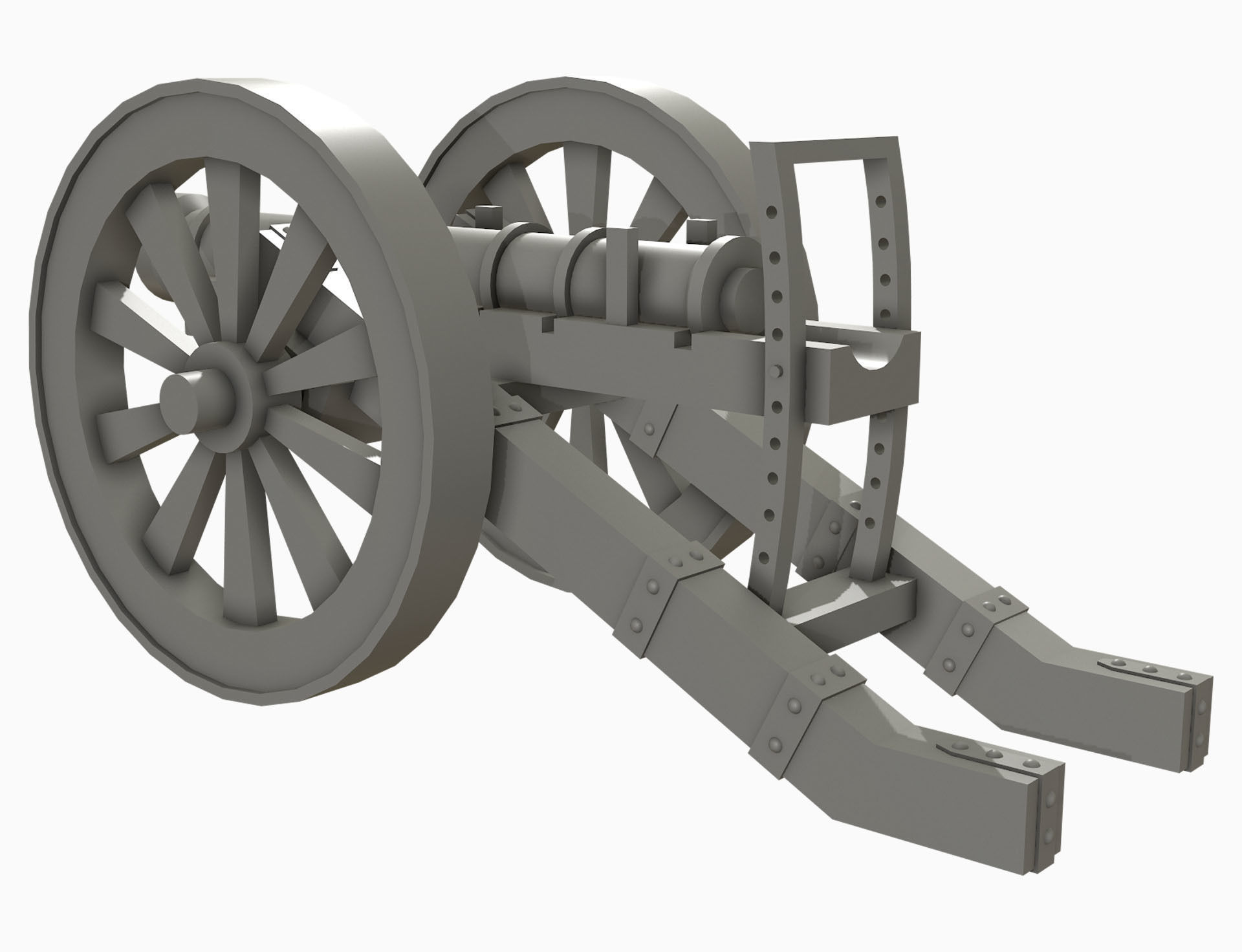 Old Cannon 1 Low-poly 3D model_14