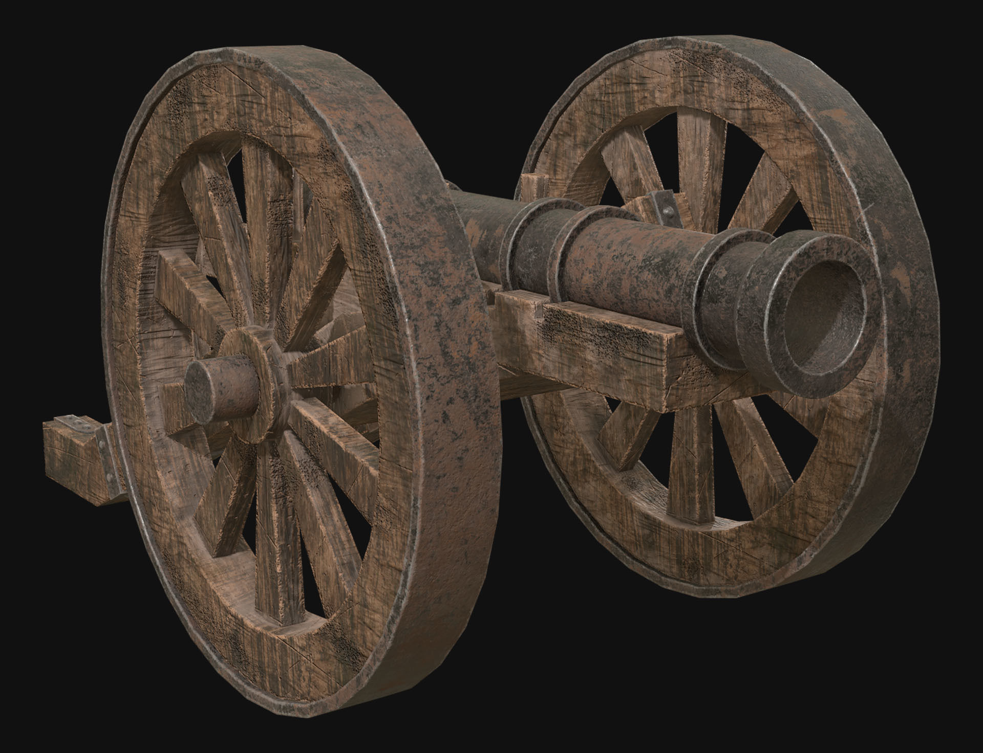 Old Cannon 1 Low-poly 3D model_3