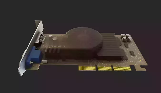 video card brown style gpu retro computer part vga agp Low-poly 3D model
