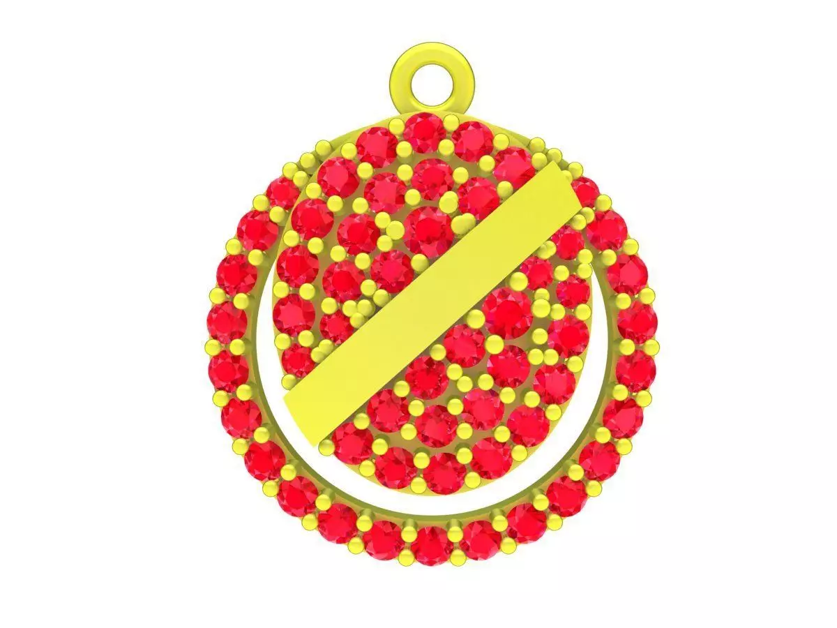 Modern Round Pave Stone Pendant Jewelry 6048 3D print model