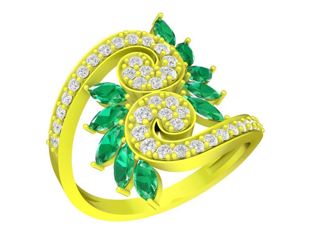 6061 korean art diamond ring 3D print model_1