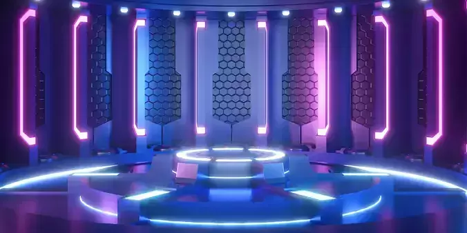 Technology booth with light effect