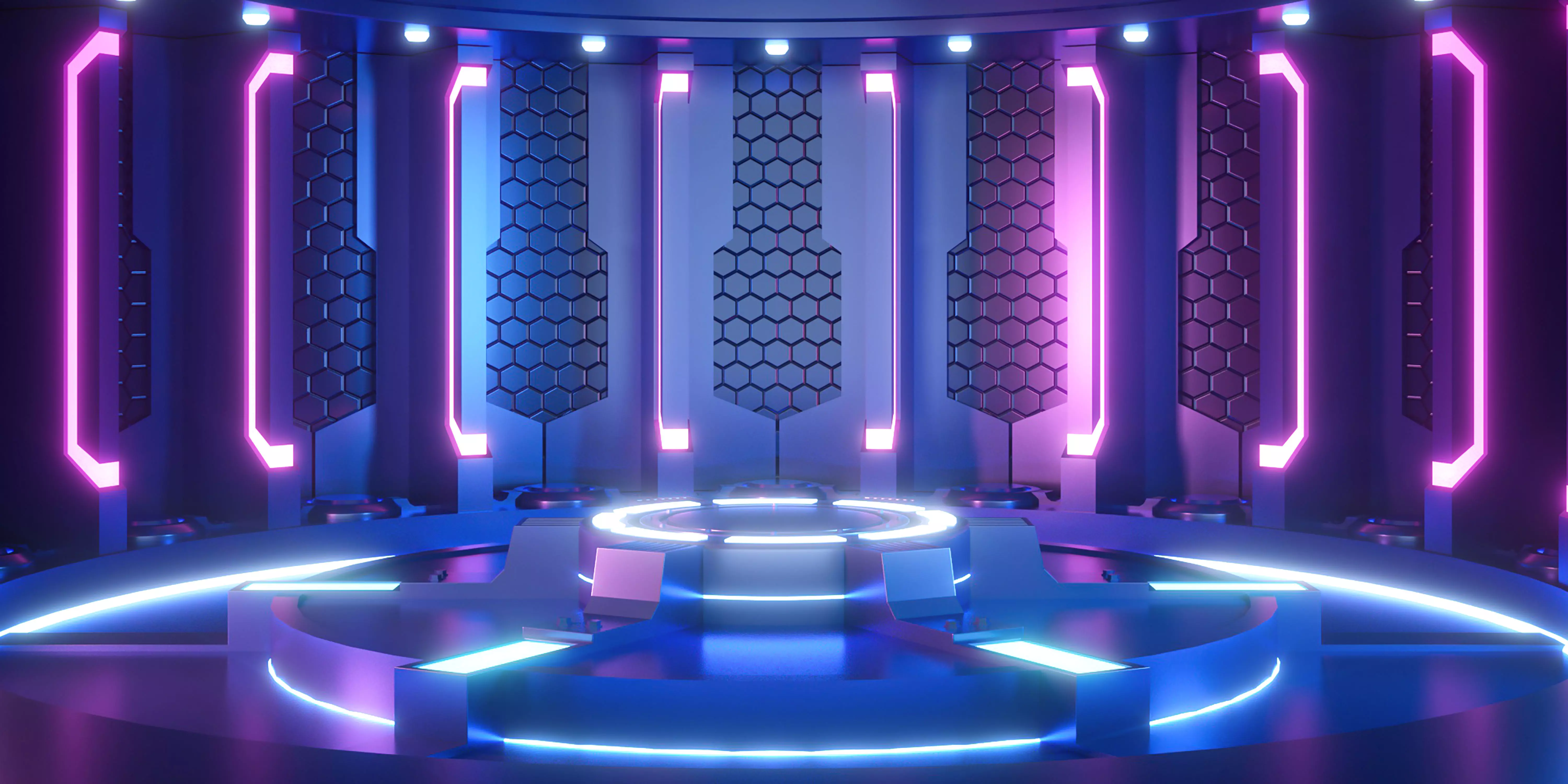 Technology booth with light effect 3D model_0