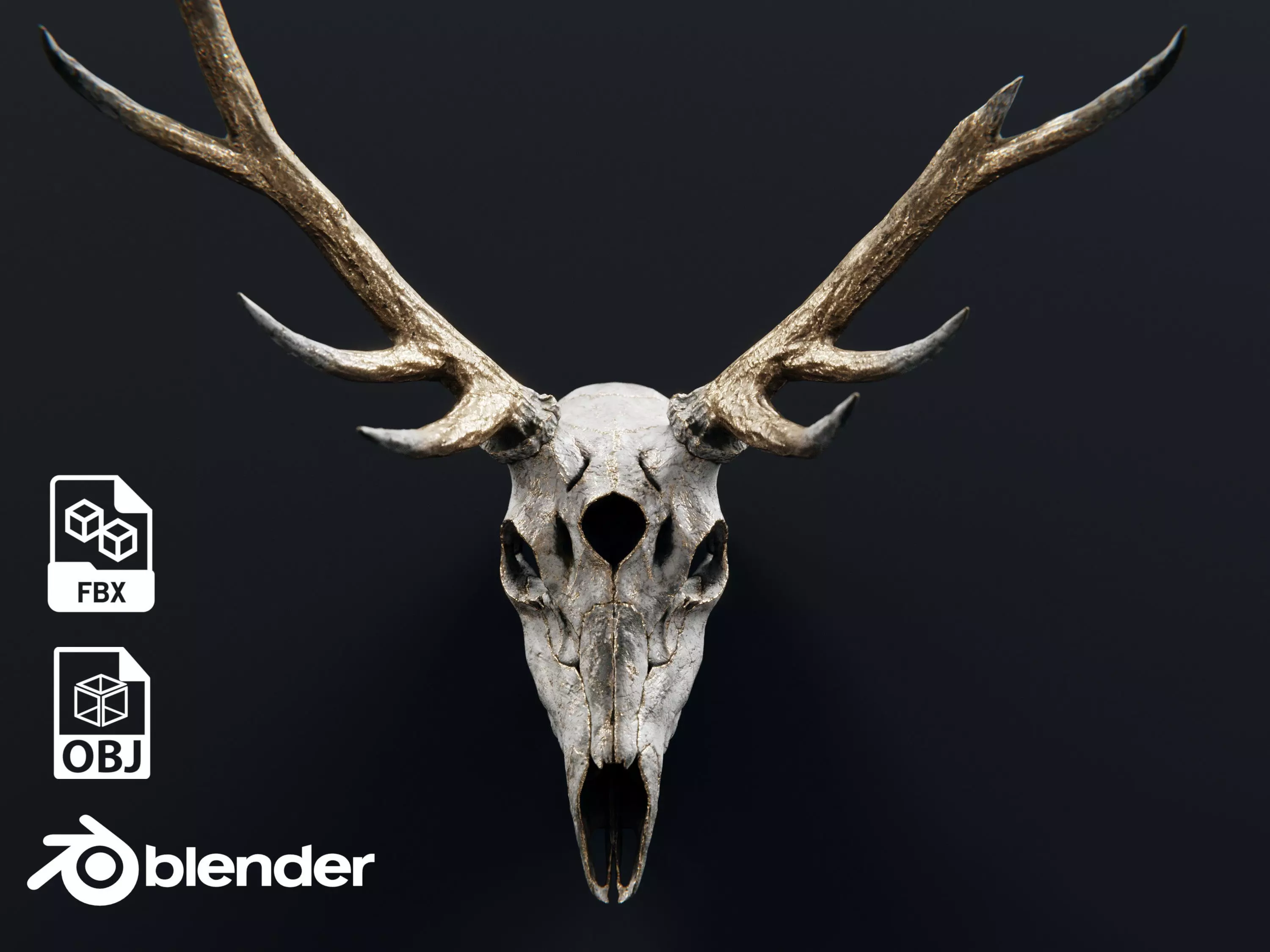 deer demon skull 3D model_0
