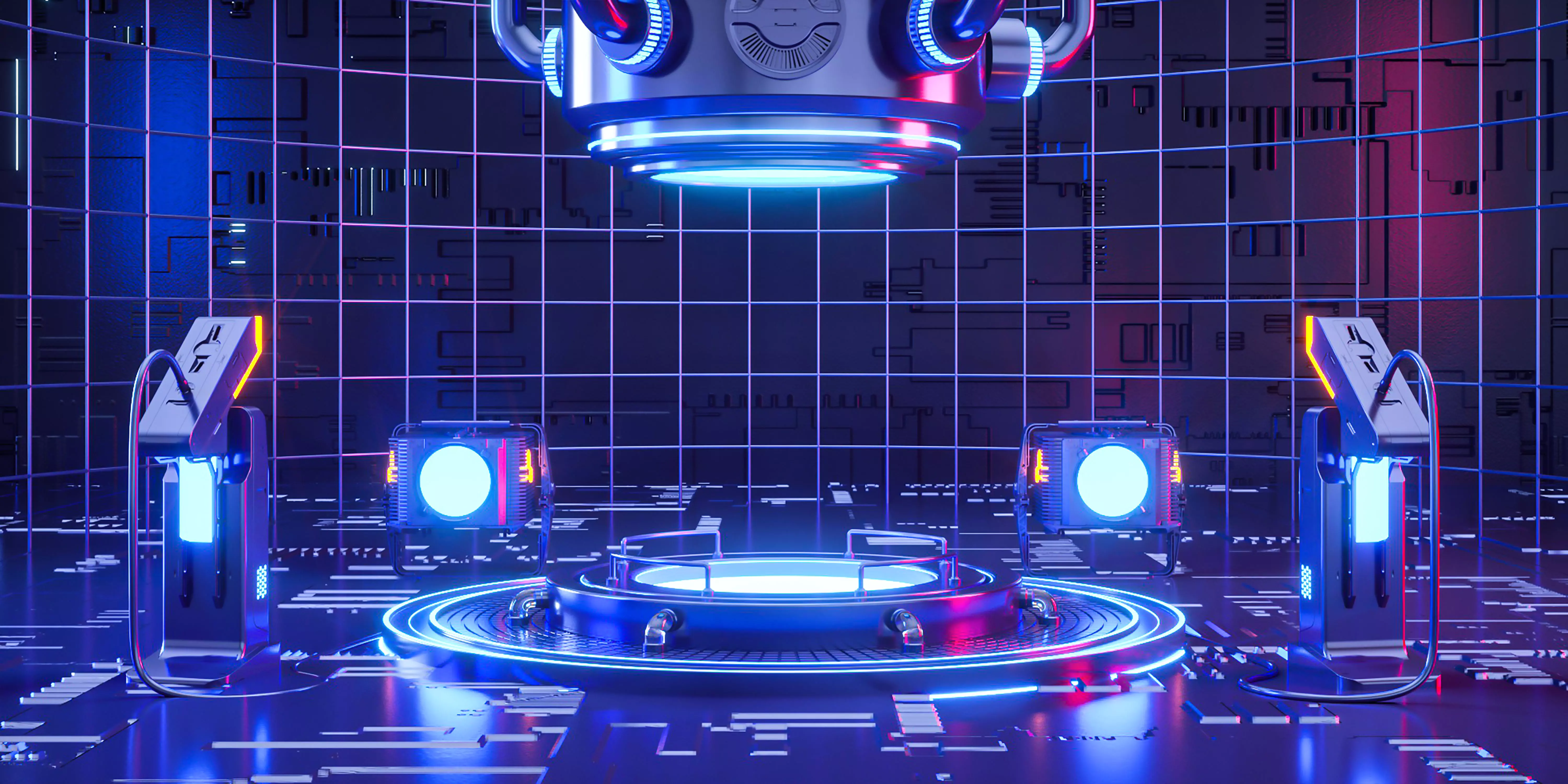 Futuristic mechanical booth technology 3D model_0