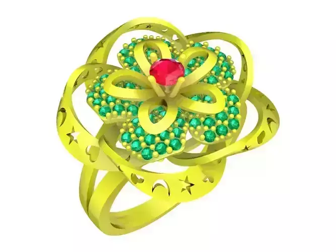 6066 korean art flower ring