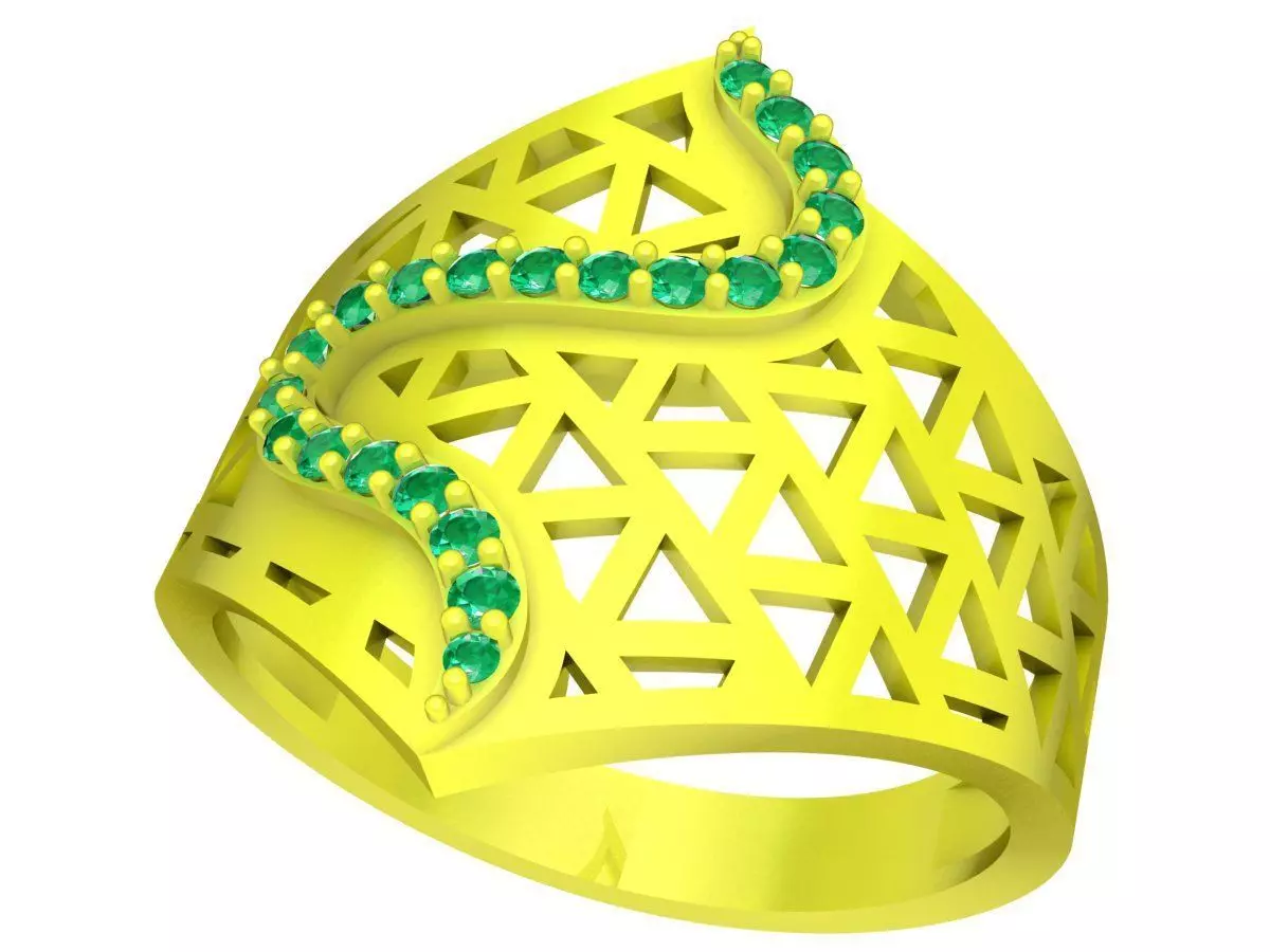 Modern Geometric Openwork Diamond Ring for Women 6069 3D print model