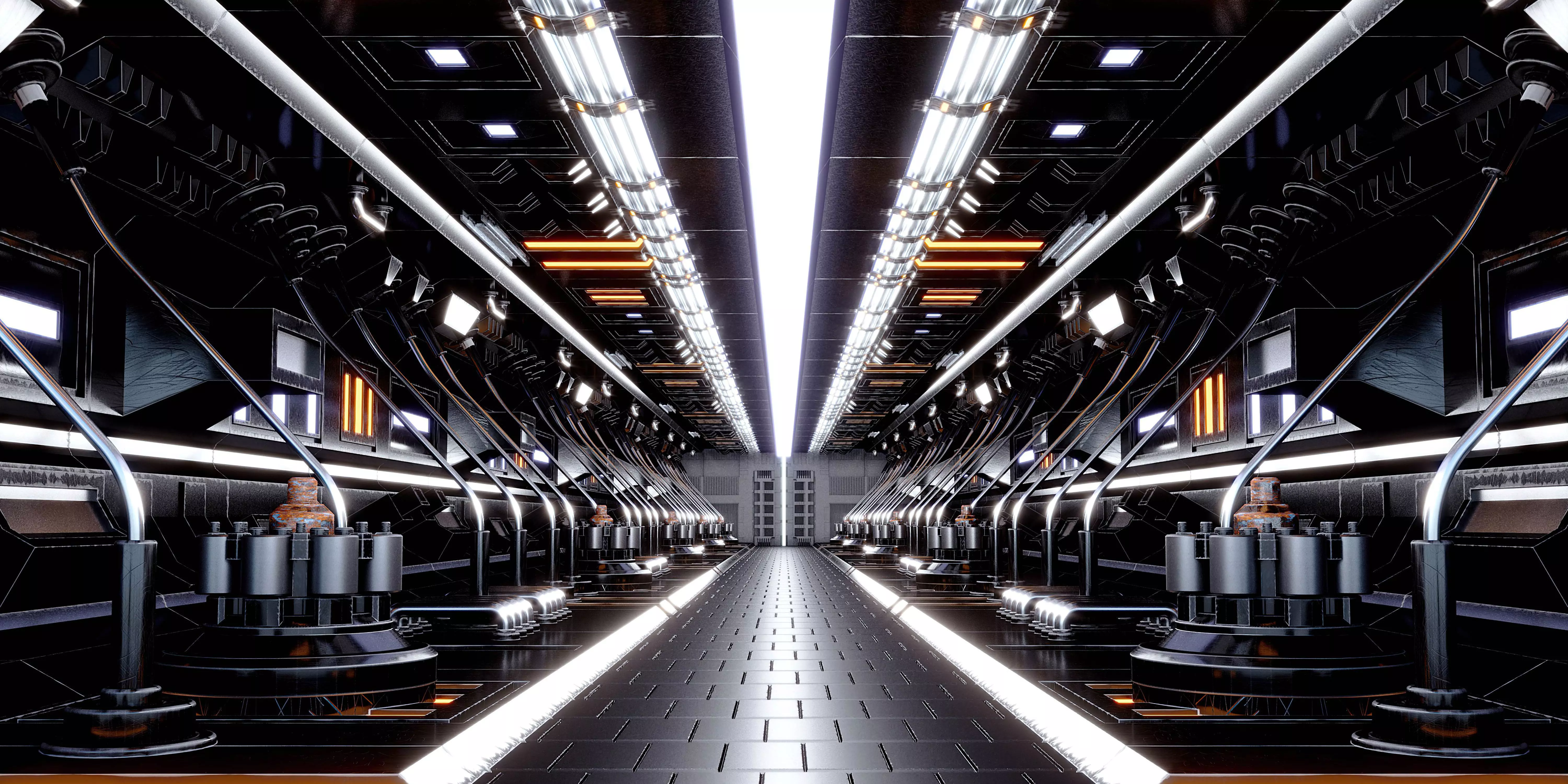 Cool Cyberpunk mechanical tech space tunnel future hardcore 3D model_0