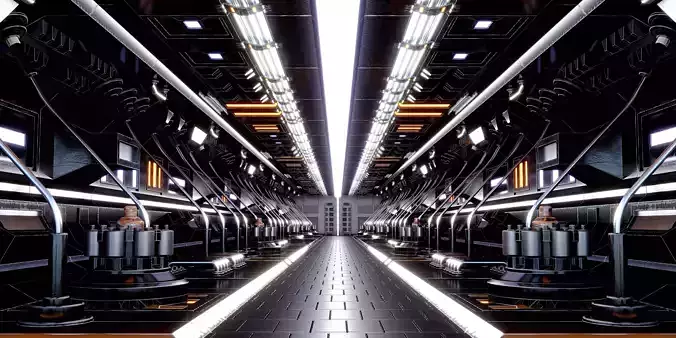 Cool Cyberpunk mechanical tech space tunnel future hardcore 3D model