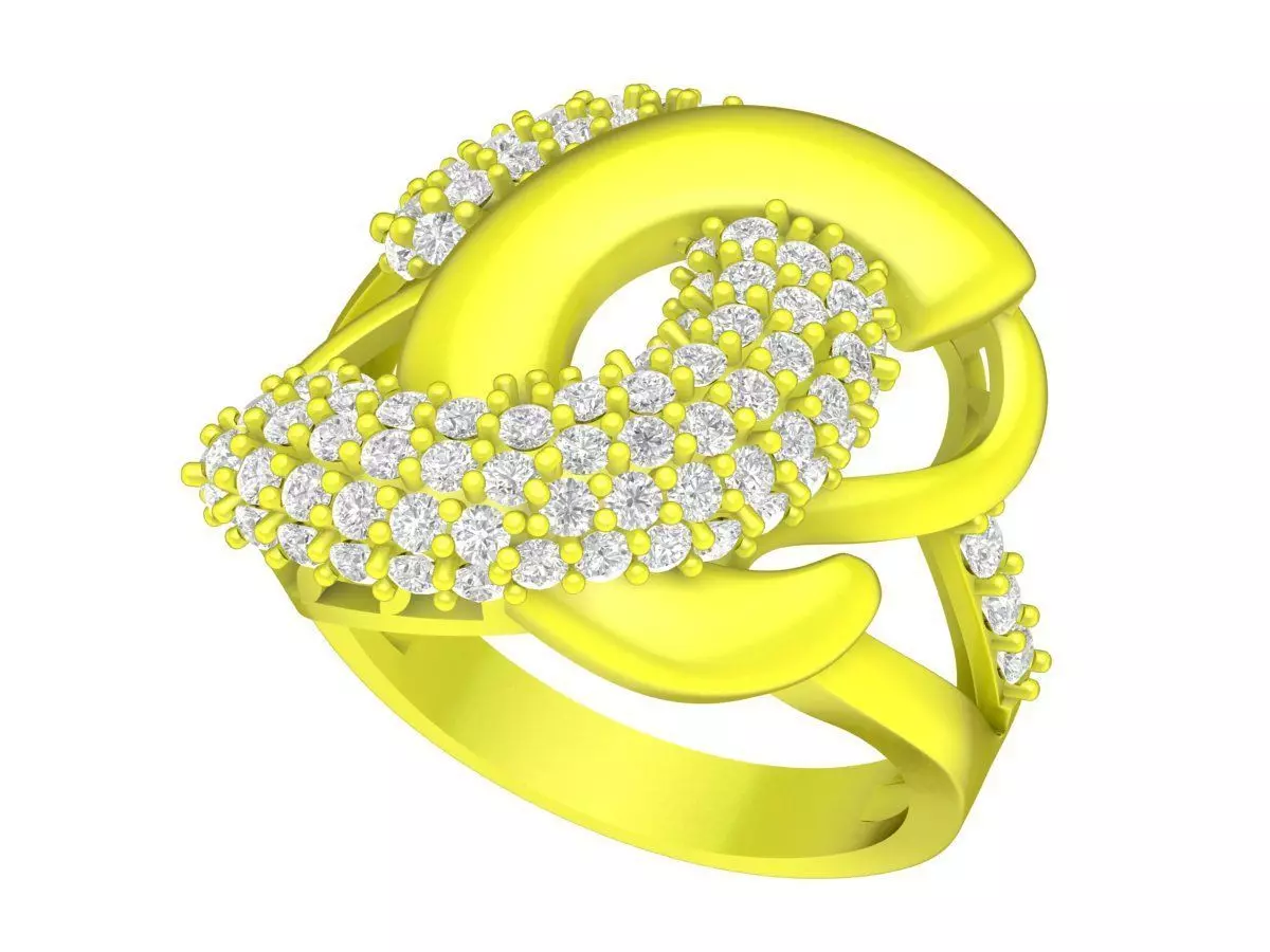 Luxury Modern Twisted Pave Diamond Ring Jewelry Design 6070 3D print model