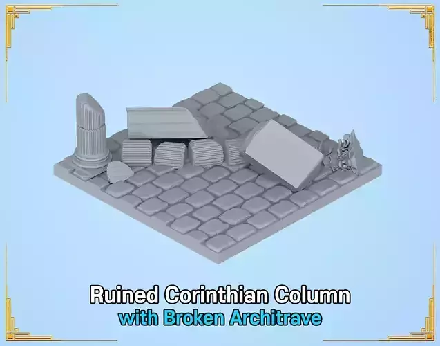 Ruined Corinthian Column with Broken Architrave 3D print model